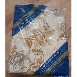 Vintage Danville Retro Double Flat Sheet Floral Pattern, No Iron, 81 X 96 In NEW
